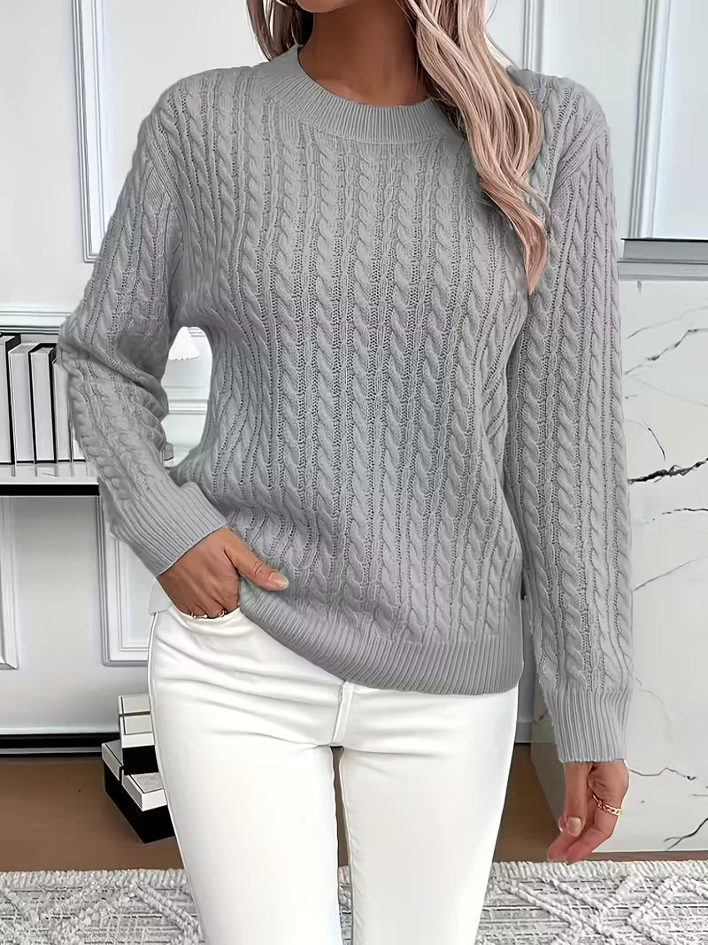 Women's Jumper with Cable Knit Texture for Casual Wear