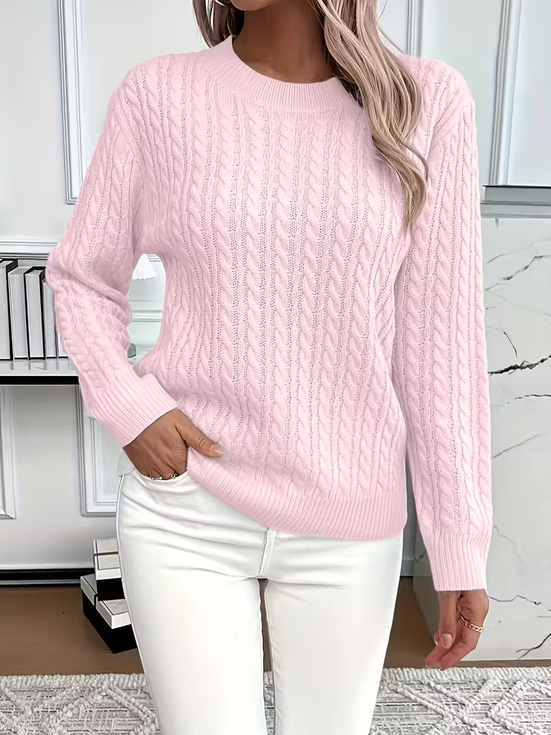 Women's Jumper with Cable Knit Texture for Casual Wear