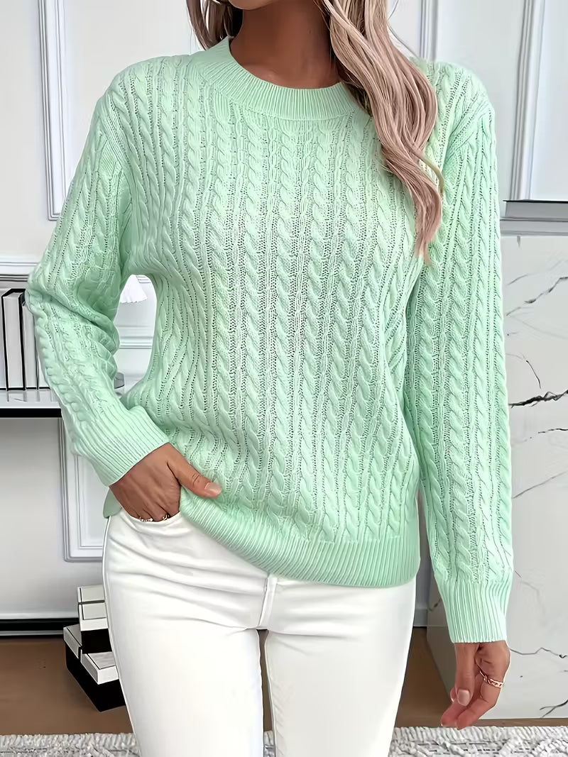 Women's Jumper with Cable Knit Texture for Casual Wear