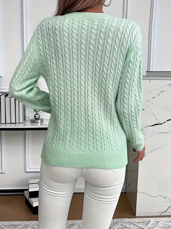 Women's Jumper with Cable Knit Texture for Casual Wear