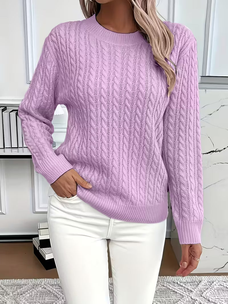 Women's Jumper with Cable Knit Texture for Casual Wear
