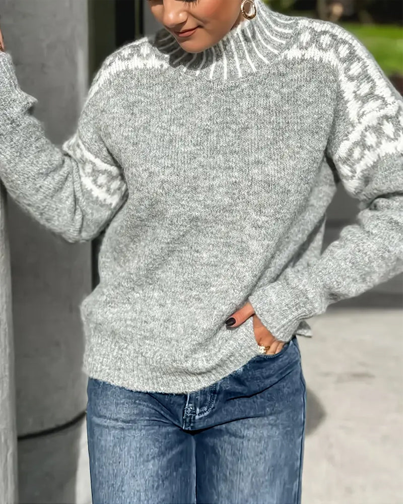 Women's Jumper with Warm High Collar for Chilly Days