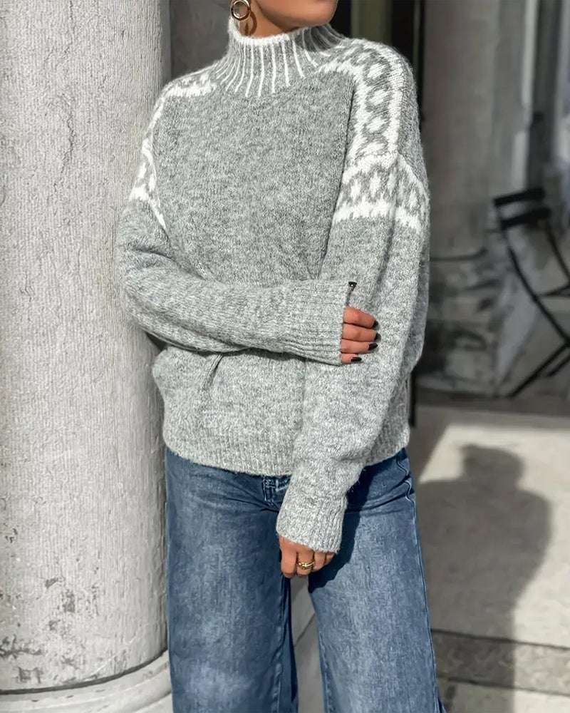 Women's Jumper with Warm High Collar for Chilly Days