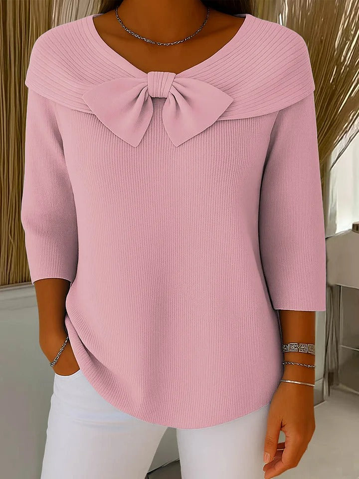 Women's Knit Jumper with Bow Detail for Daily Workwear
