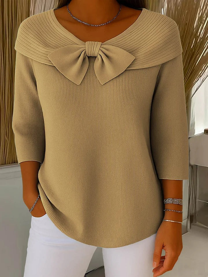 Women's Knit Jumper with Bow Detail for Daily Workwear