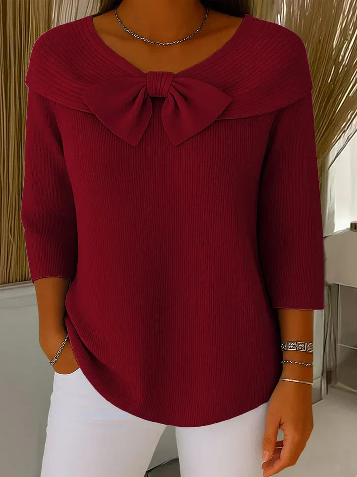 Women's Knit Jumper with Bow Detail for Daily Workwear
