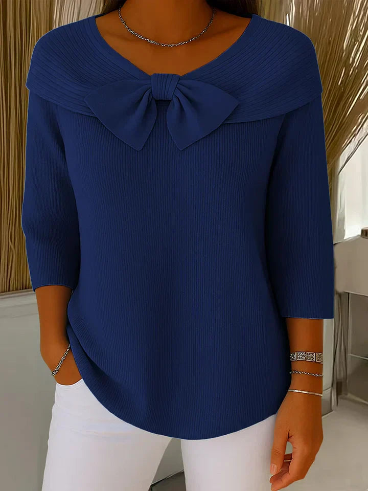 Women's Knit Jumper with Bow Detail for Daily Workwear