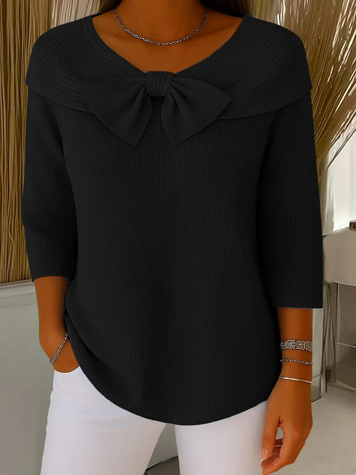 Women's Knit Jumper with Bow Detail for Daily Workwear