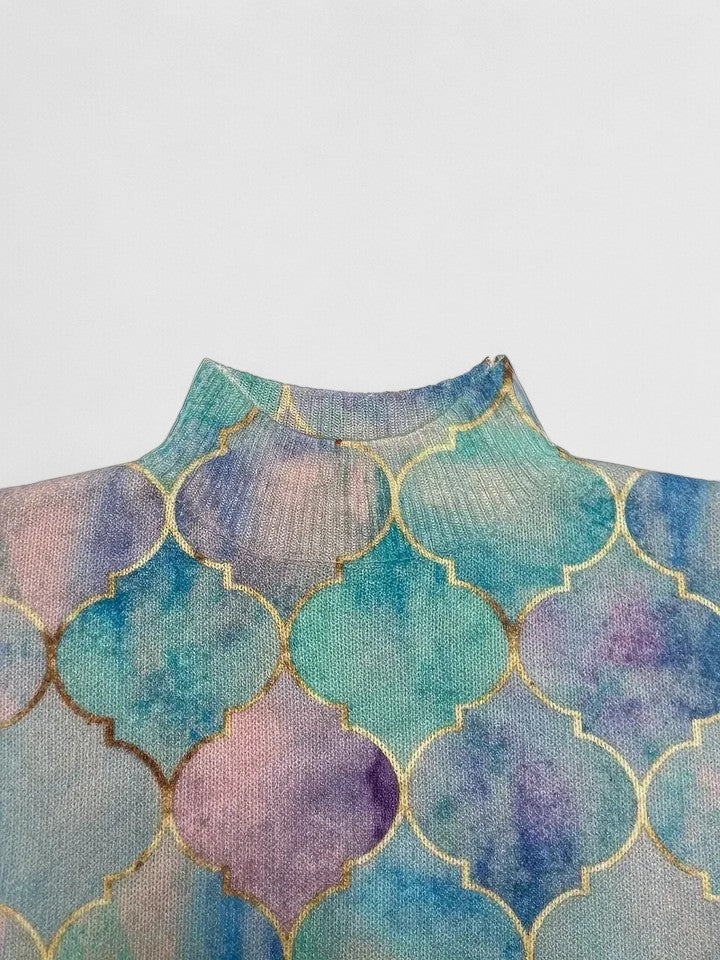Women's Knit Jumper with Gold Pattern for Coffee Dates