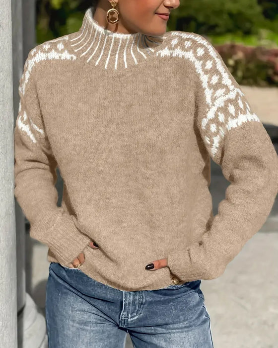 Women's Knit Jumper with Thick Waffle Knit for Autumn Days