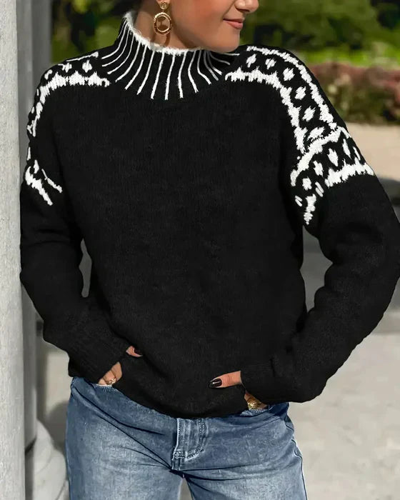 Women's Knit Jumper with Thick Waffle Knit for Autumn Days