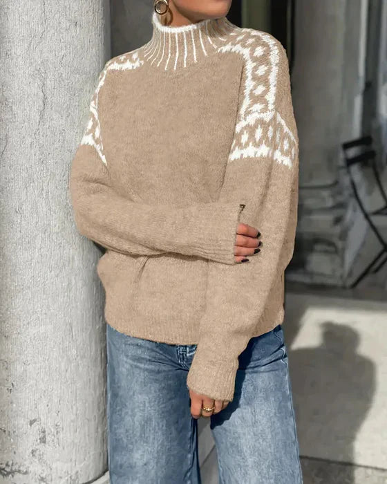 Women's Knit Jumper with Thick Waffle Knit for Autumn Days