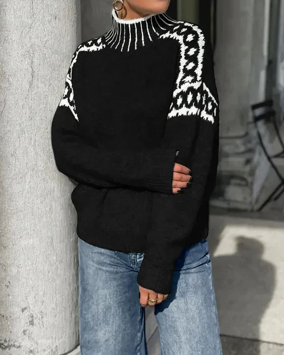 Women's Knit Jumper with Thick Waffle Knit for Autumn Days
