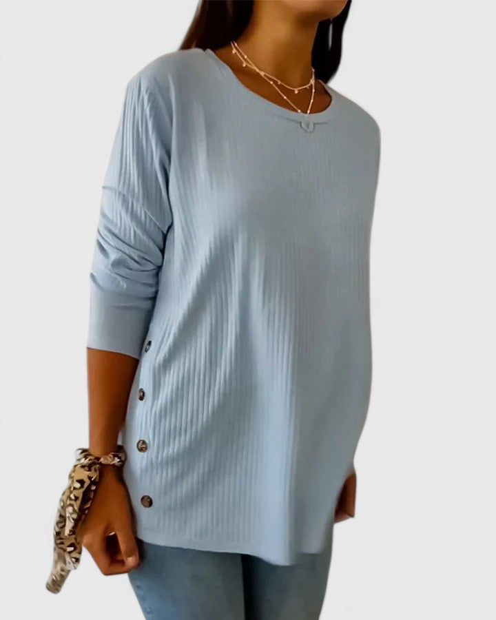 Women's Knit Top with Ribbed Texture for Casual Wear