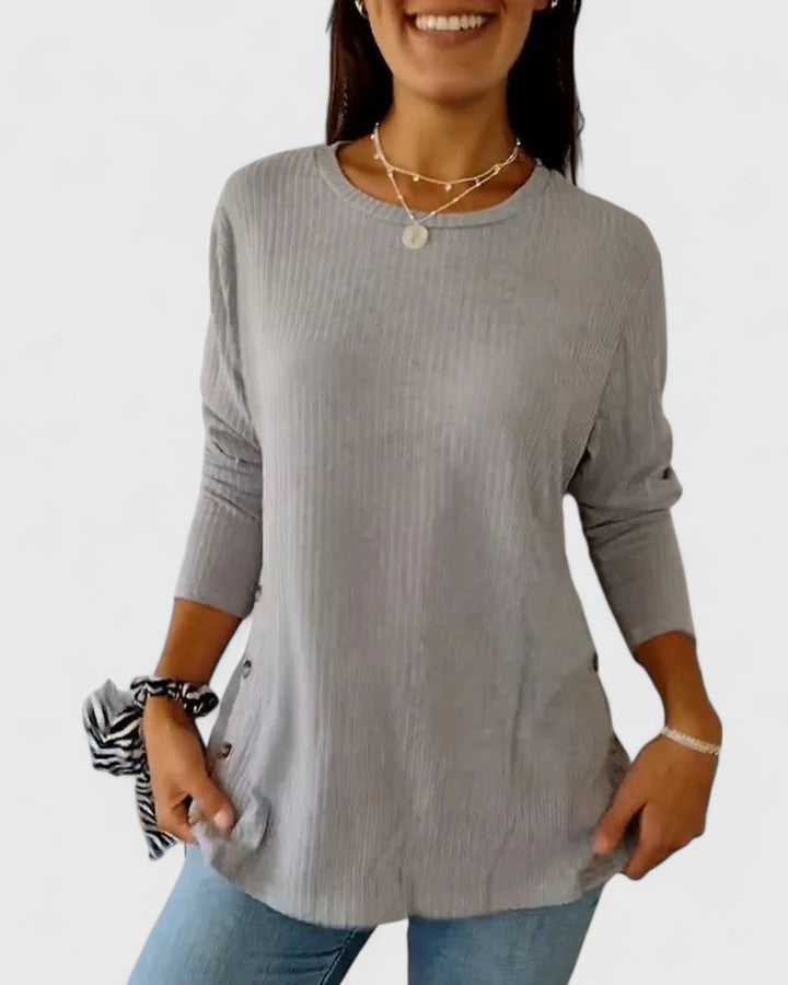 Women's Knit Top with Ribbed Texture for Casual Wear