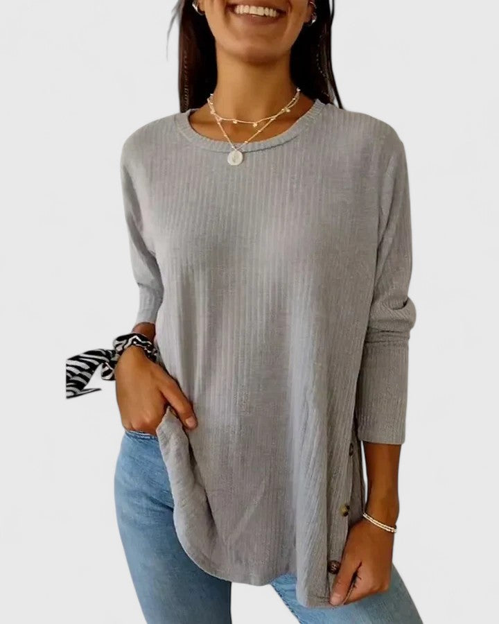 Women's Knit Top with Ribbed Texture for Casual Wear