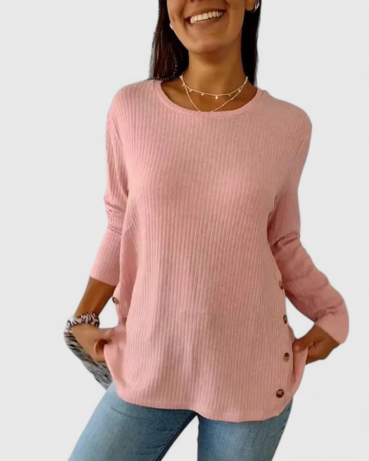 Women's Knit Top with Ribbed Texture for Casual Wear