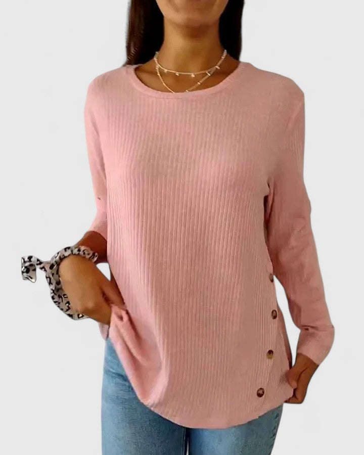 Women's Knit Top with Ribbed Texture for Casual Wear
