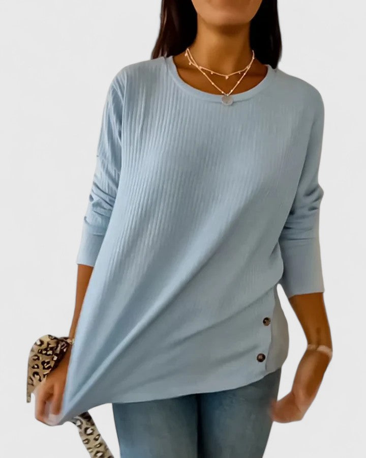 Women's Knit Top with Ribbed Texture for Casual Wear