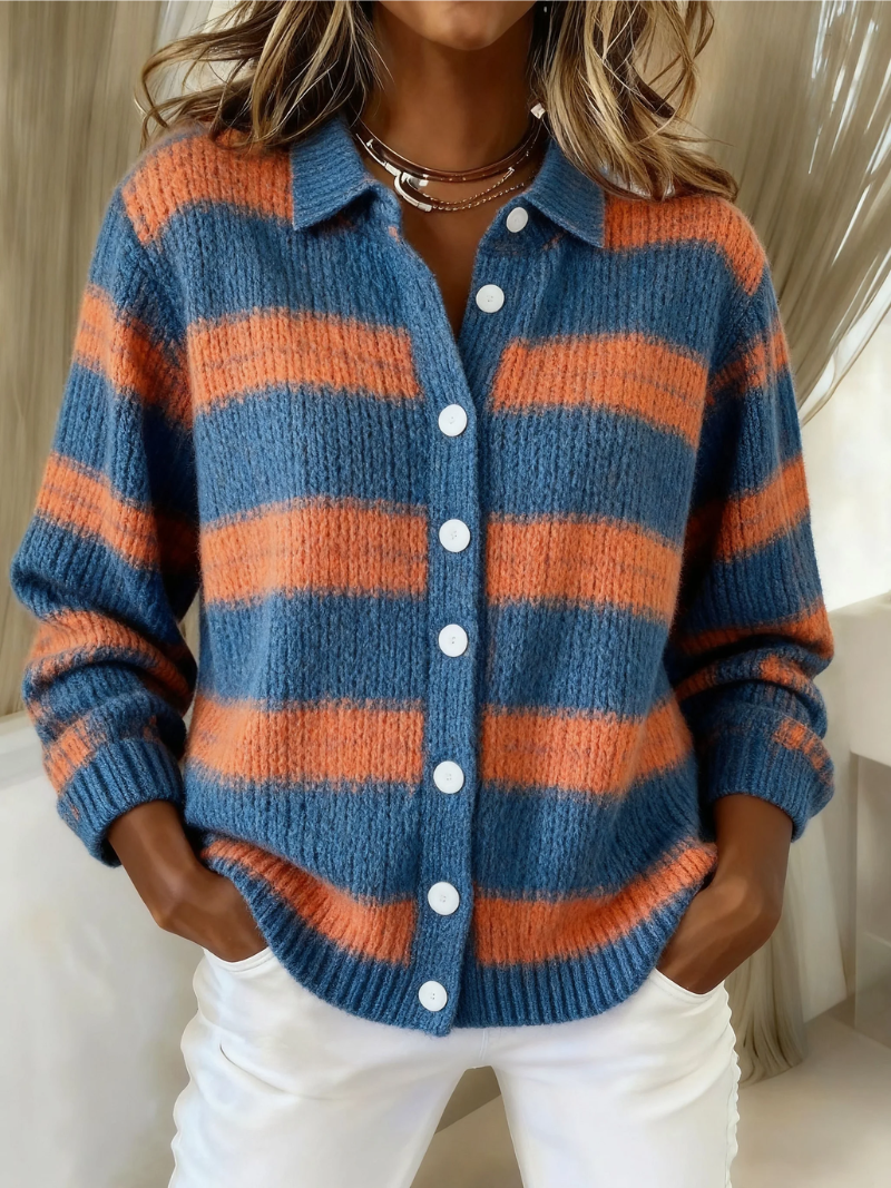 Women's Knitted Blouse with Stripes for Everyday Wear