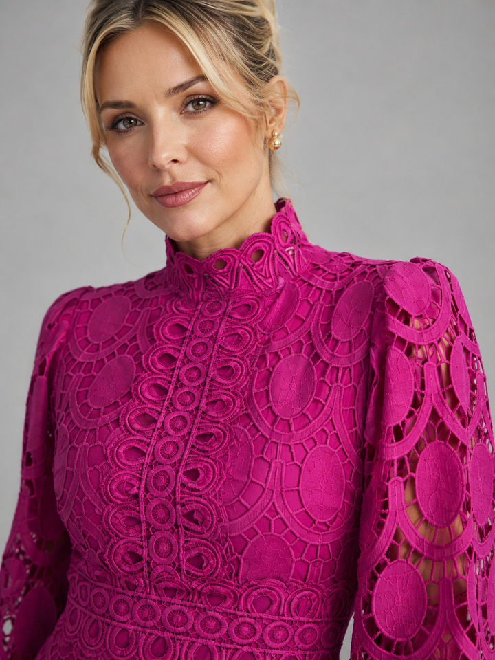 Women’s Lace Midi Dress with Flowing Silhouette