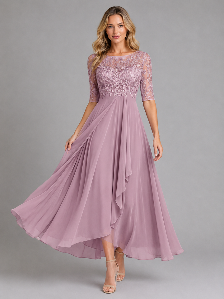 Women’s Lace Midi Dress with Flowing Silhouette