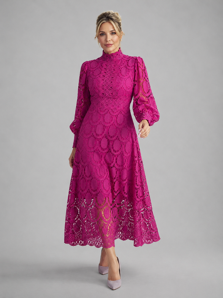 Women’s Lace Midi Dress with Flowing Silhouette