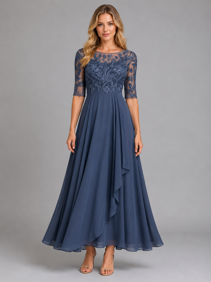 Women’s Lace Midi Dress with Flowing Silhouette
