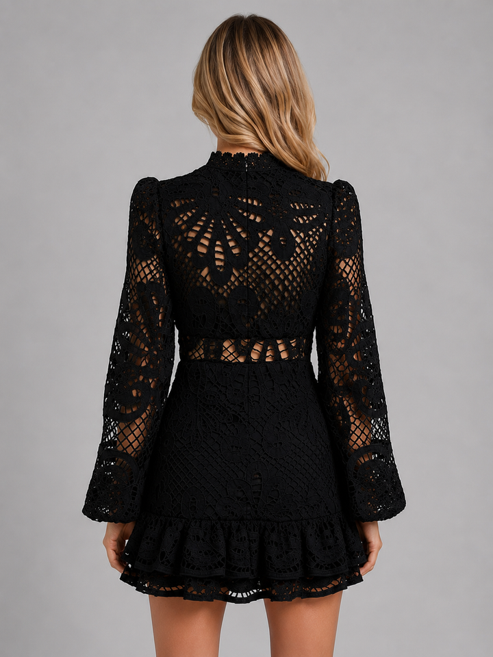 Women’s Lace Mini Dress with High Neck