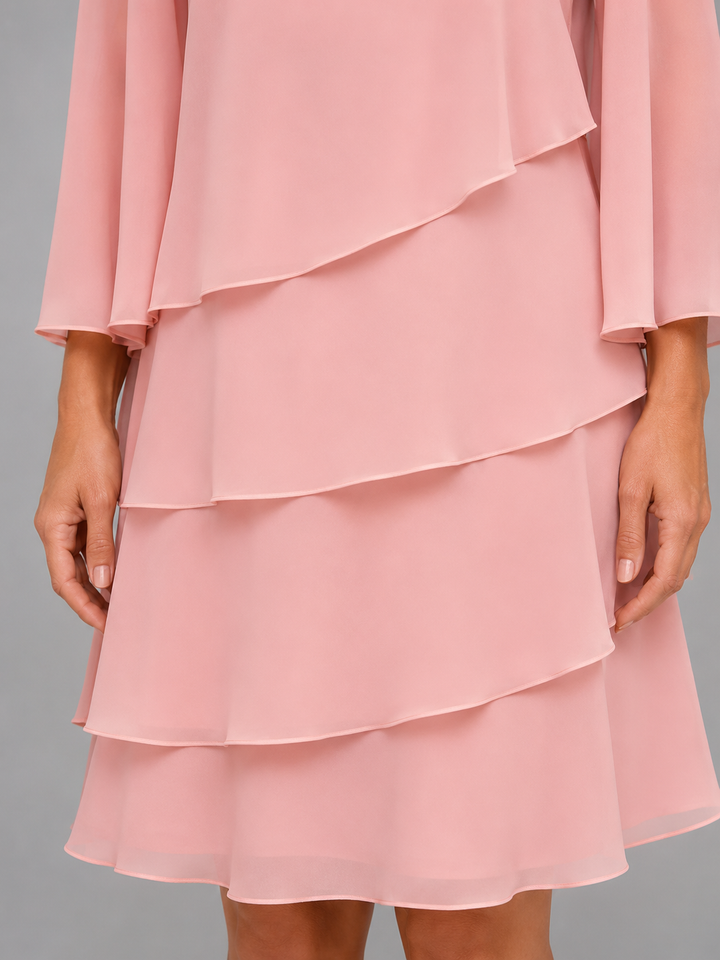Women’s Layered Shift Dress with Flowing Silhouette
