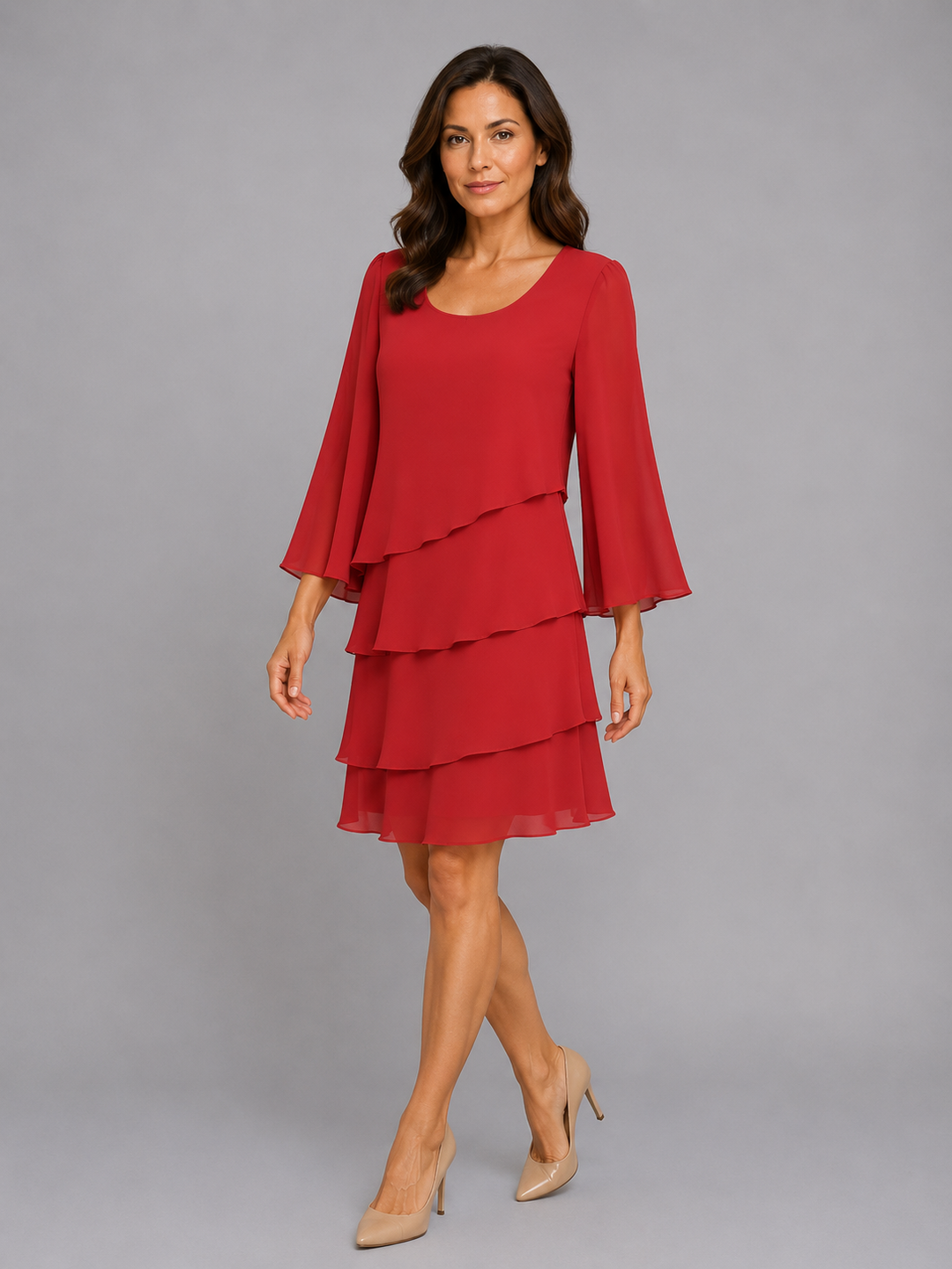 Women’s Layered Shift Dress with Flowing Silhouette