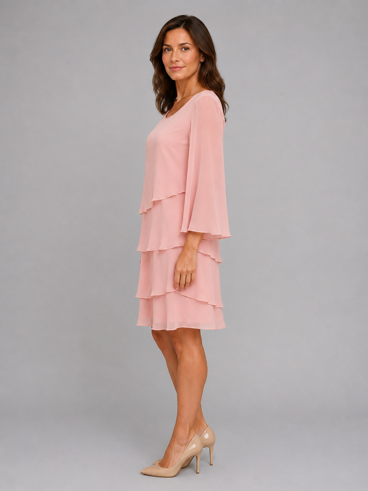 Women’s Layered Shift Dress with Flowing Silhouette
