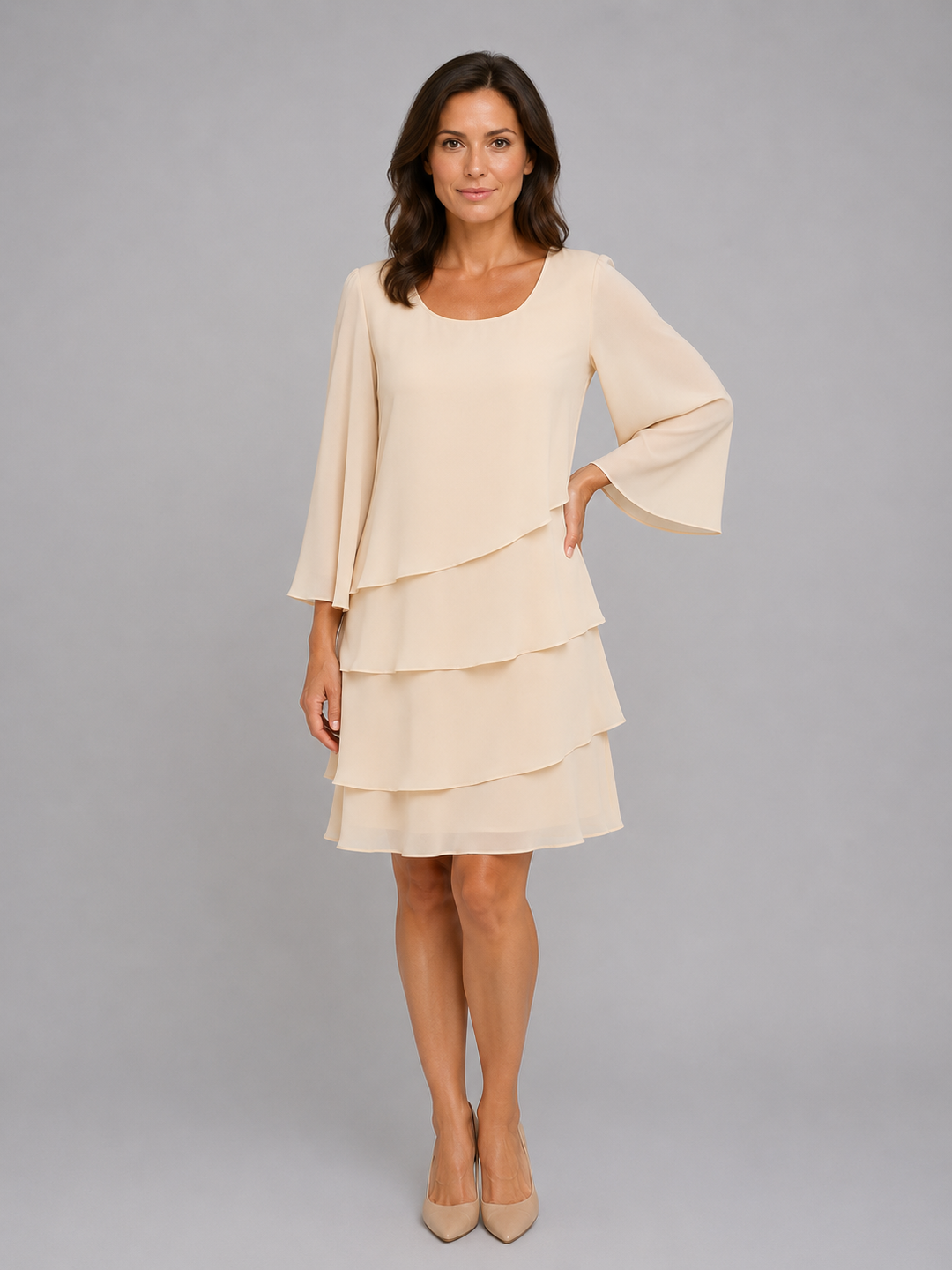 Women’s Layered Shift Dress with Flowing Silhouette