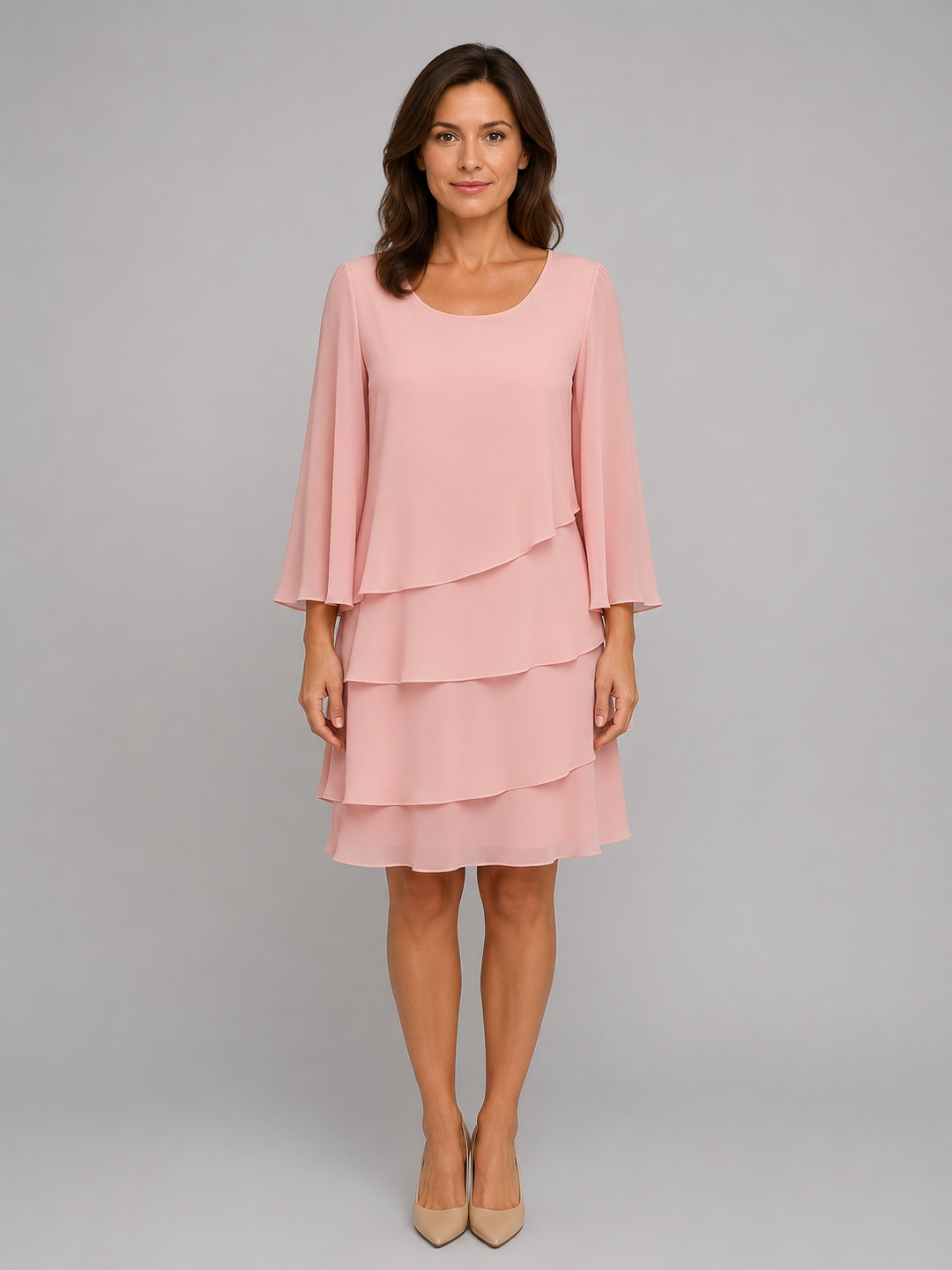 Women’s Layered Shift Dress with Flowing Silhouette