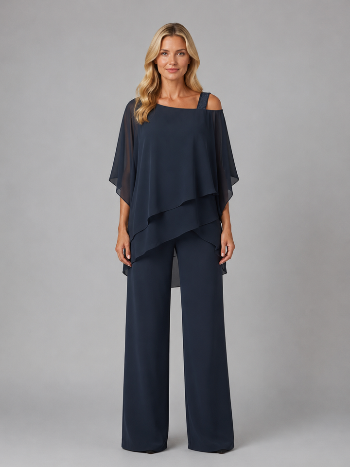 Women’s Layered Two-Piece Set with Flowing Overlay