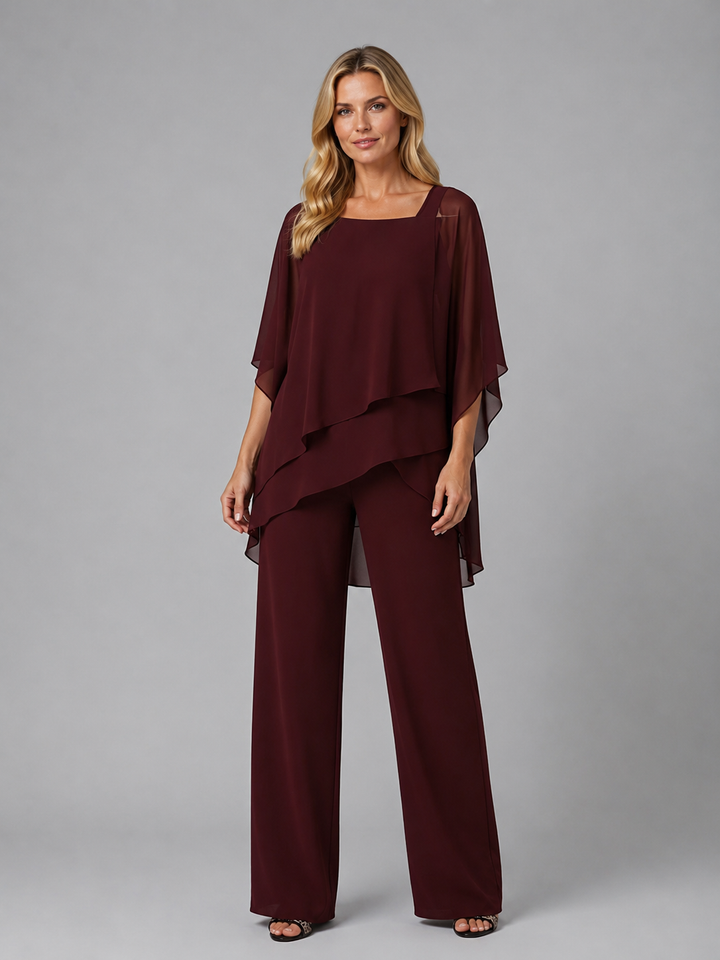 Women’s Layered Two-Piece Set with Flowing Overlay