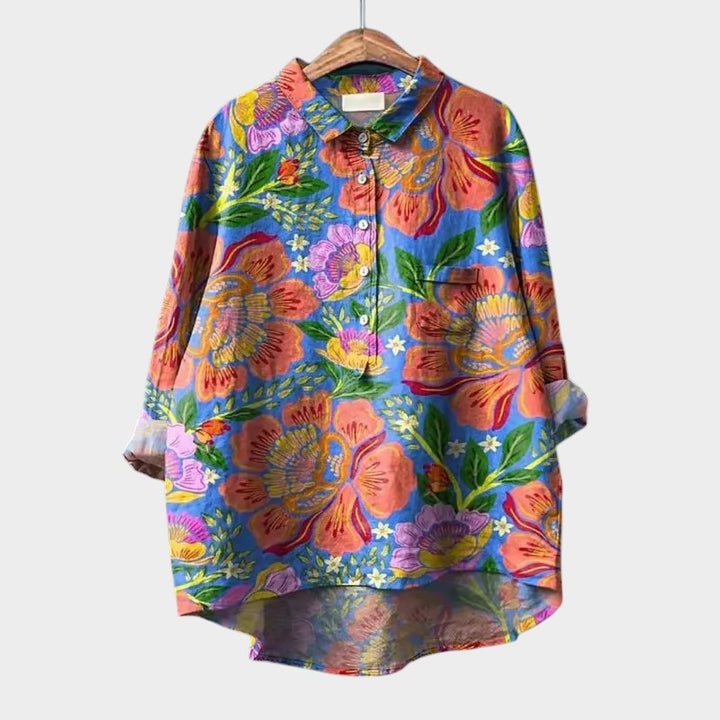 Women's Leaf Print Blouse with Lightweight Fit for Office