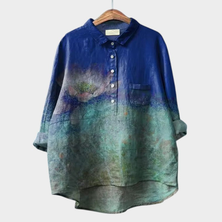 Women's Leaf Print Blouse with Lightweight Fit for Office