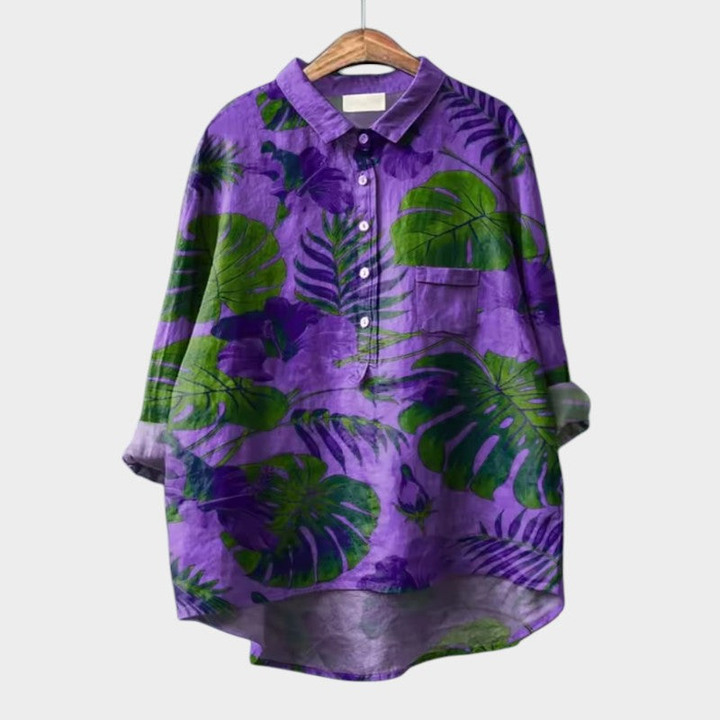 Women's Leaf Print Blouse with Lightweight Fit for Office
