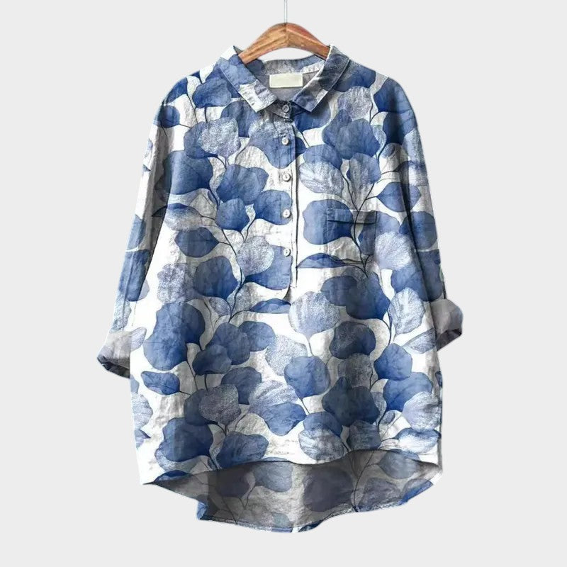 Women's Leaf Print Blouse with Lightweight Fit for Office