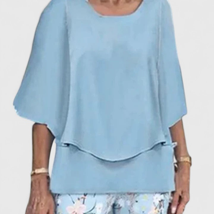 Women's Leaf-Print Top Set with Trousers for Casual Outings