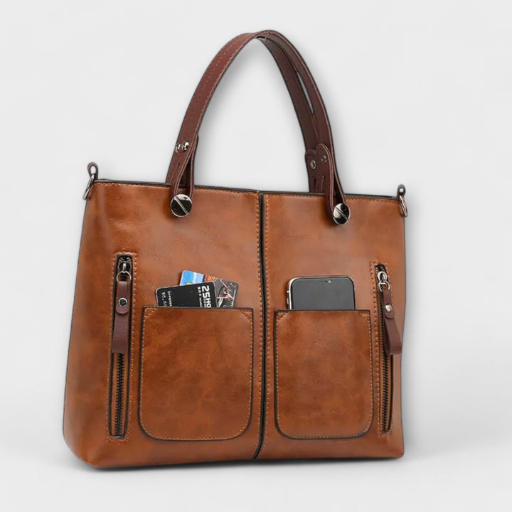 Women's Leather Bag with Spacious Interior for Work