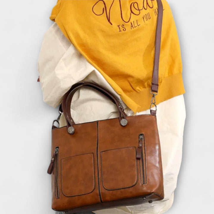 Women's Leather Bag with Spacious Interior for Work