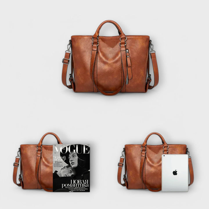 Women's Leather Bag with Spacious Interior for Work