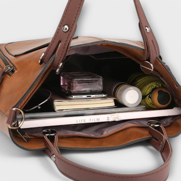 Women's Leather Bag with Spacious Interior for Work
