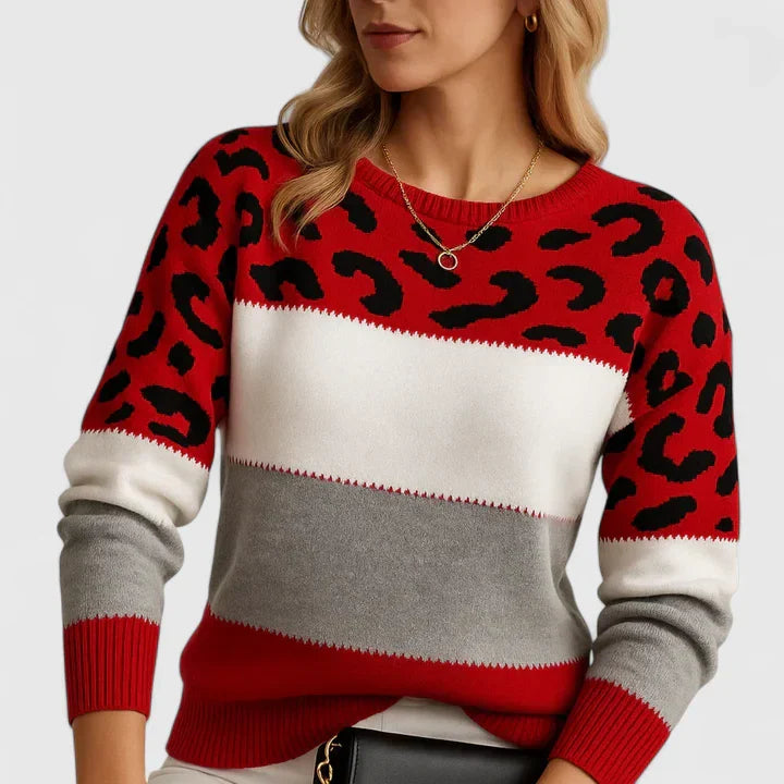 Women's Leopard Print Jumper with Relaxed Fit for Weekends