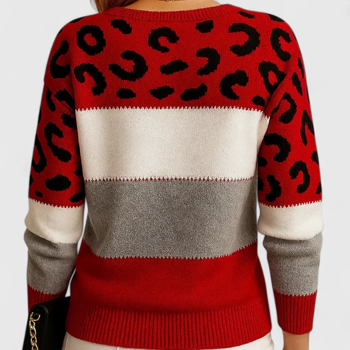 Women's Leopard Print Jumper with Relaxed Fit for Weekends