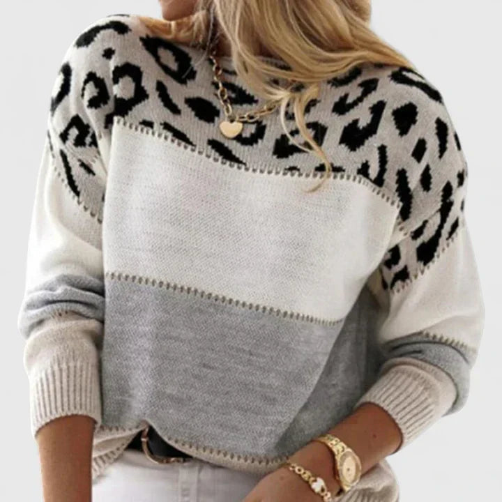 Women's Leopard Print Jumper with Relaxed Fit for Weekends