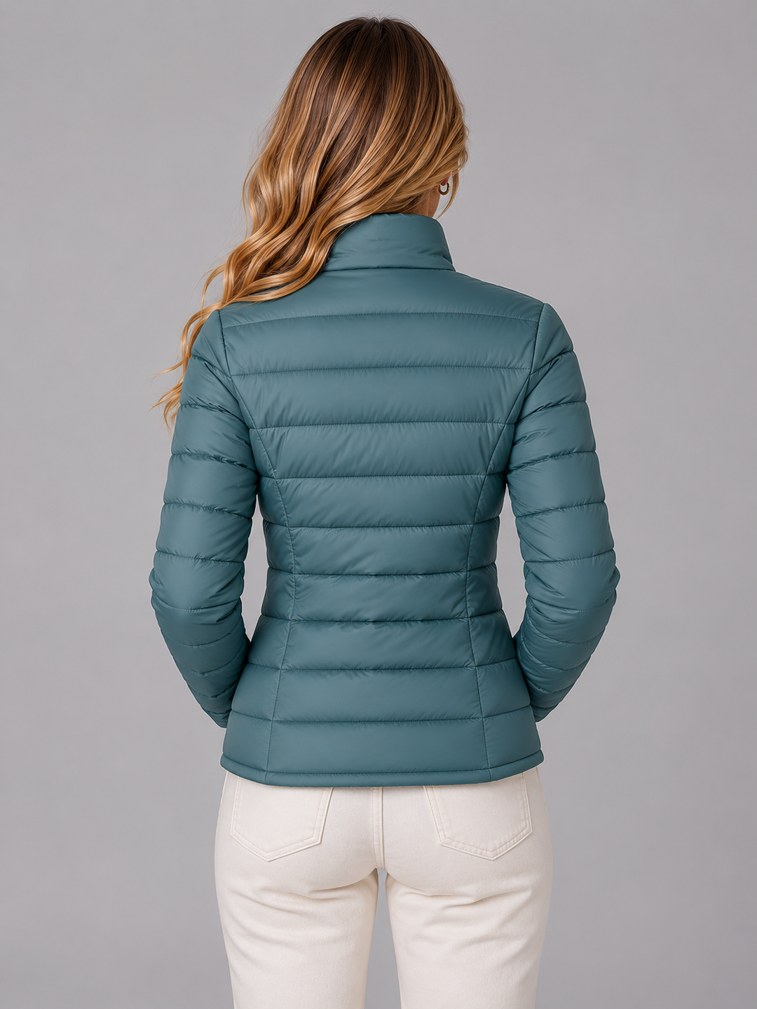 Women's Lightweight Puffer Jacket with Zip-Up Front