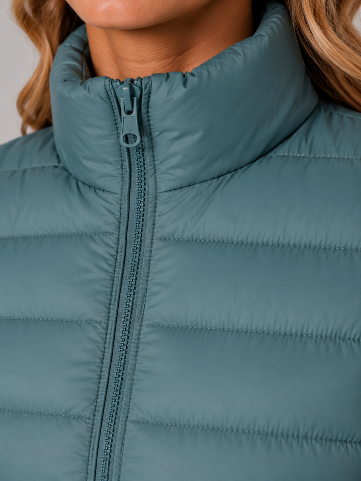 Women's Lightweight Puffer Jacket with Zip-Up Front